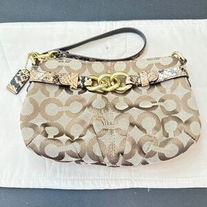 Coach Mini Handbag/Wristlet. Tan & Python. Signature “C’s” design. Convertible.